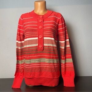 LIZ Claiborne Pullover Half Button Striped Sweater (L08)